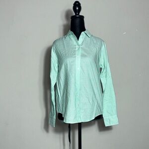 Everlane Relaxed Oxford shirt Green color with pinstripes patterns